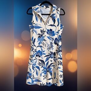 Tommy Bahama Blue and White Floral Dress Island Zone